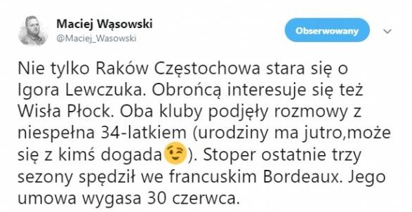 Już nie tylko Raków! KOLEJNA EKSTRAKLASOWA PROPOZYCJA DLA LEWCZUKA